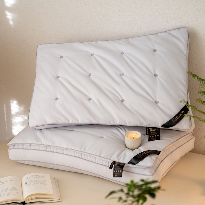 91家纺网 家纺一手货源 找家纺 鼎晟纺 2025新款柔赛丝轻柔二合一羽丝枕家用枕头枕芯 粉色