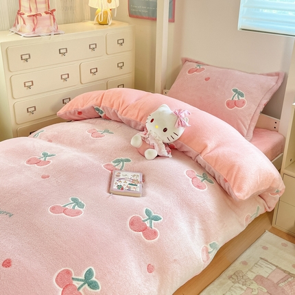 91家纺网 家纺一手货源 找家纺 （总）川悦生活 2025新款立体雪花绒印花四件套学生床系列一场景一