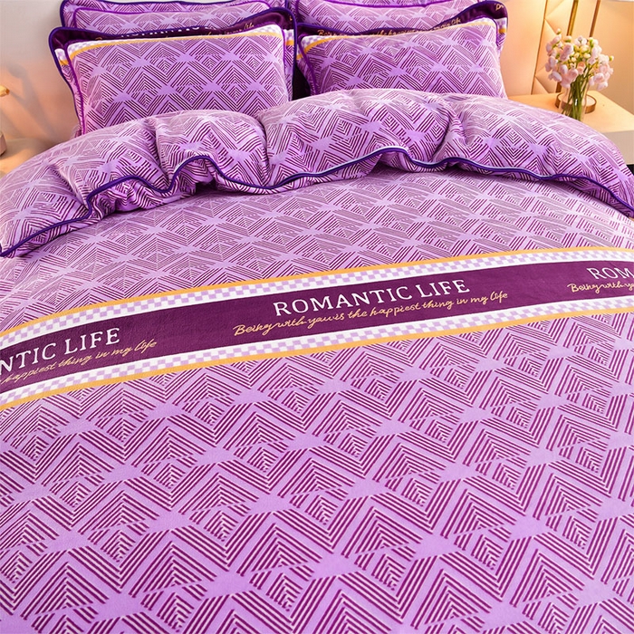 91家纺网 家纺一手货源 找家纺 馨梦缘 2025直播爆款8.5斤牛奶绒四件套加厚保暖床裙金貂绒 紫气东来