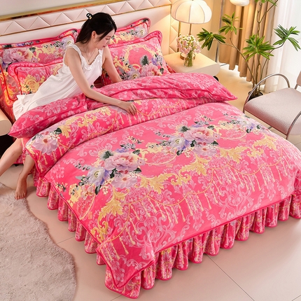 91家纺网 家纺一手货源 找家纺 总 馨梦缘 2025新款牛奶绒四件套法莱绒四件套珊瑚金貂绒四件套小包边四件套