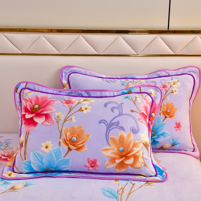 91家纺网 家纺一手货源 找家纺 馨梦缘 2025直播爆款8.5斤牛奶绒四件套加厚保暖床裙金貂绒 陌上花开