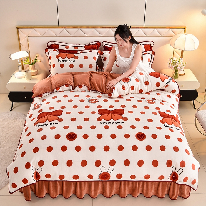 91家纺网 家纺一手货源 找家纺 馨梦缘 2025直播爆款8.5斤牛奶绒四件套加厚保暖床裙金貂绒 怦然心动