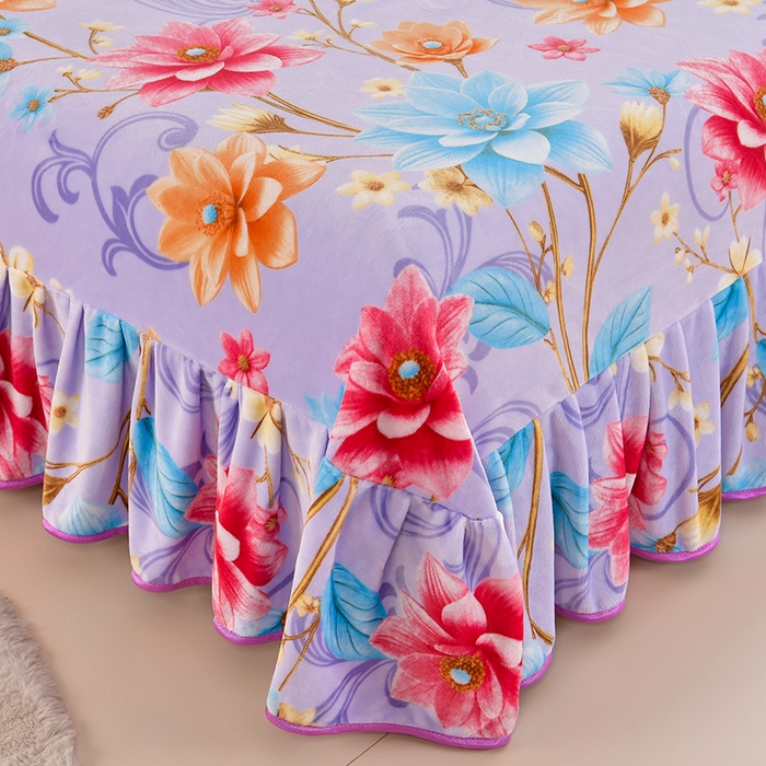 91家纺网 家纺一手货源 找家纺 馨梦缘 2025直播爆款8.5斤牛奶绒四件套加厚保暖床裙金貂绒 陌上花开