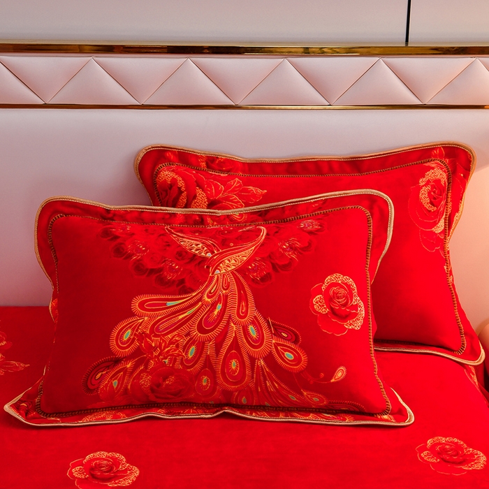 91家纺网 家纺一手货源 找家纺 馨梦缘 2025直播爆款8.5斤牛奶绒四件套加厚保暖床裙金貂绒 喜结良缘