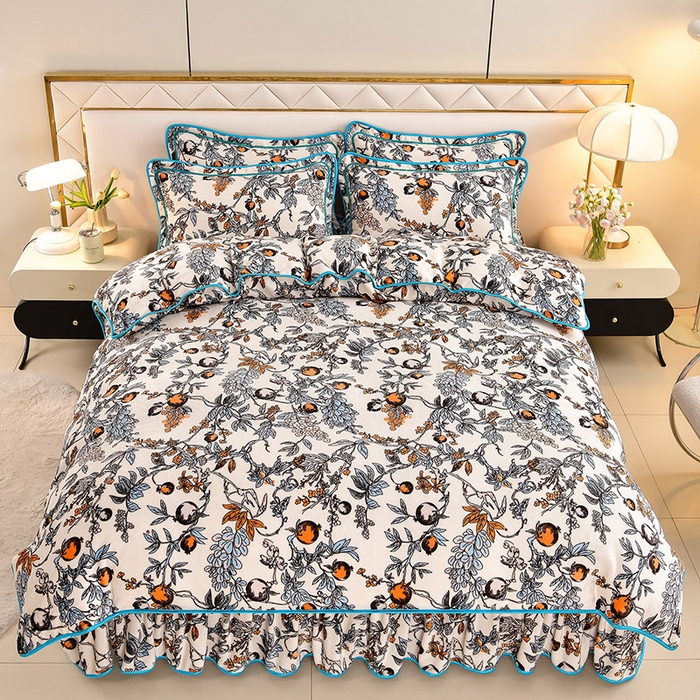 91家纺网 家纺一手货源 找家纺 馨梦缘 2025直播爆款8.5斤牛奶绒四件套加厚保暖床裙金貂绒 春华秋实