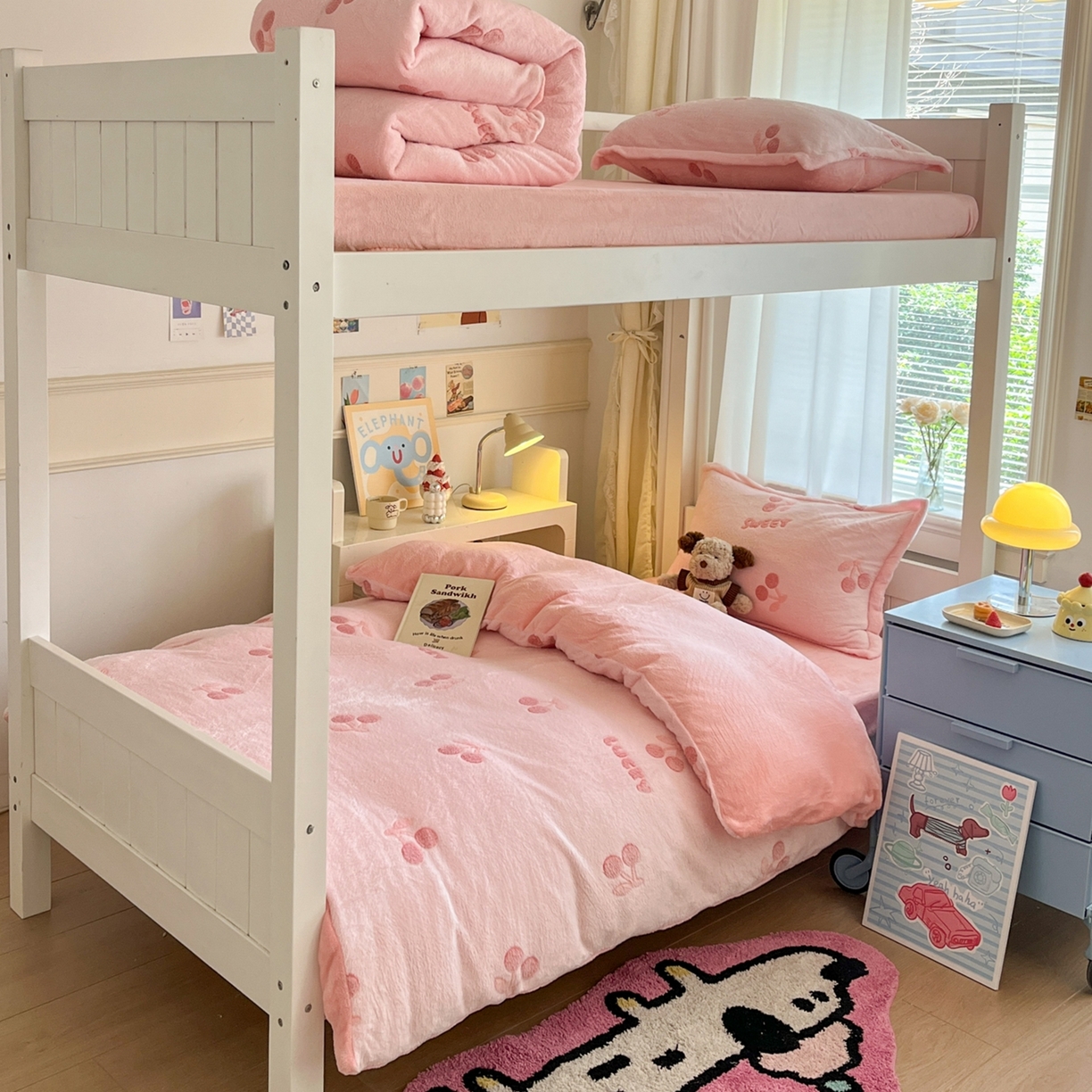 91家纺网 家纺一手货源 找家纺 （总）川悦生活 2025新款立体雪花绒印花四件套学生床系列一场景二