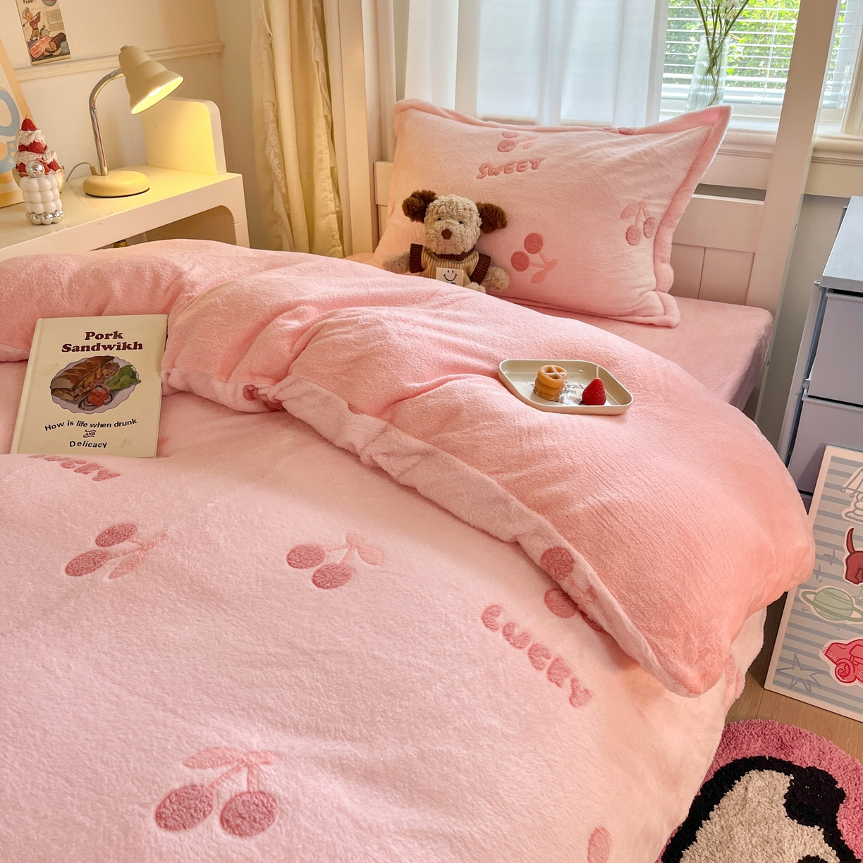 91家纺网 家纺一手货源 找家纺 （总）川悦生活 2025新款雪花绒宿舍床笠款三件套