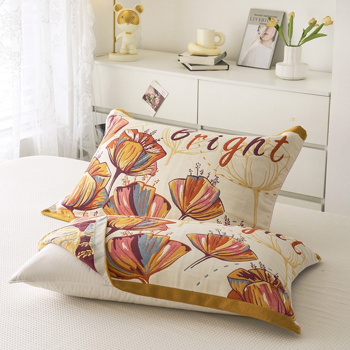 91家纺网 家纺一手货源 找家纺 棠薇家纺 2025新款八层枕巾加厚纱布枕巾花卉系列 虞美人