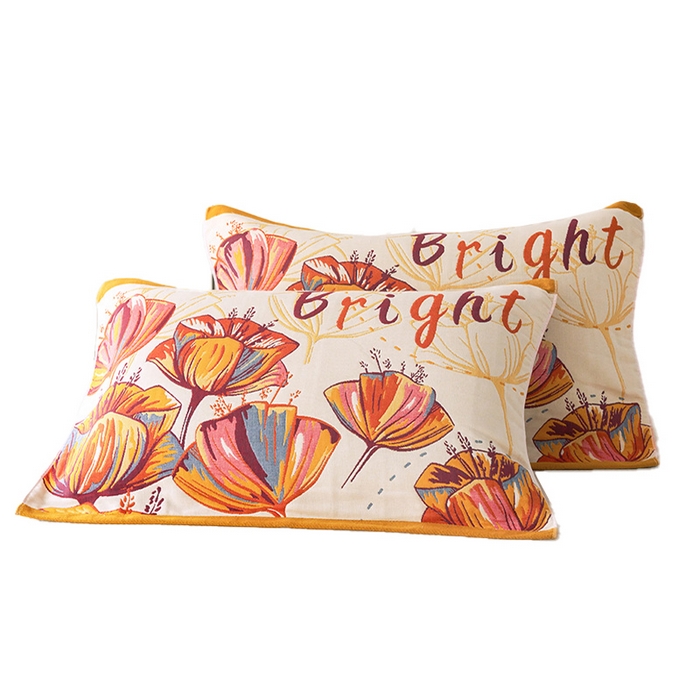 91家纺网 家纺一手货源 找家纺 棠薇家纺 2025新款八层枕巾加厚纱布枕巾花卉系列 虞美人