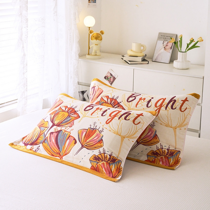 91家纺网 家纺一手货源 找家纺 棠薇家纺 2025新款八层枕巾加厚纱布枕巾花卉系列 虞美人