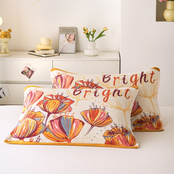 91家纺网 家纺一手货源 找家纺 棠薇家纺 2025新款八层枕巾加厚纱布枕巾花卉系列 虞美人