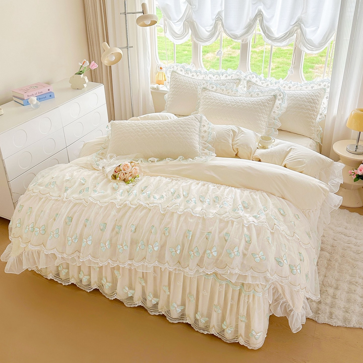 91家纺网 家纺一手货源 找家纺 （总）罗艺轩 2025新款全棉纯棉斜纹工艺床裙四件套（控价：1.5m298，1.8m303,1.8加大313，1.8x2.2m308，1.8x2.2m加大318，2.0m313,2.0m加大323）