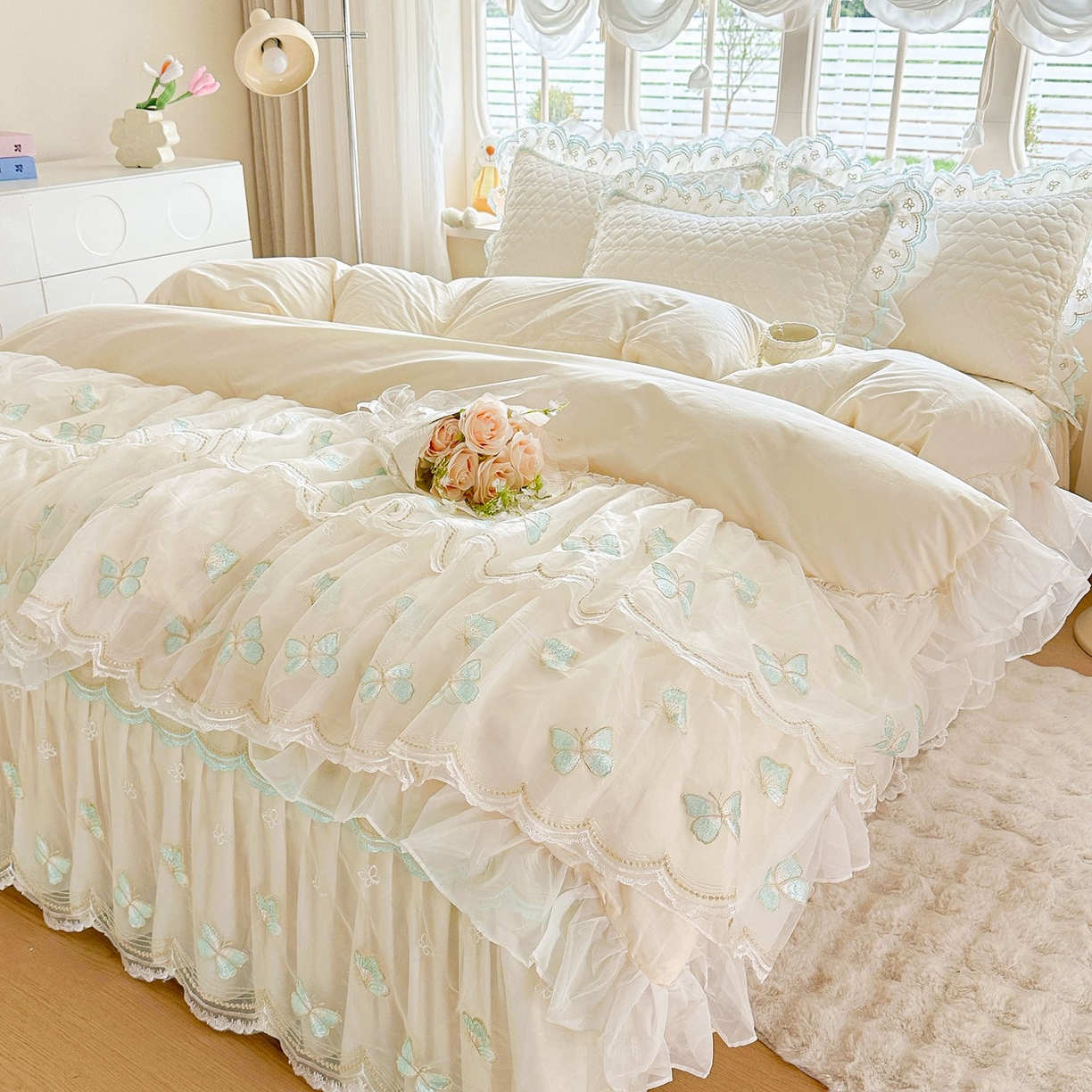 91家纺网 家纺一手货源 找家纺 （总）罗艺轩 2025新款全棉纯棉斜纹工艺床裙四件套（控价：1.5m298，1.8m303,1.8加大313，1.8x2.2m308，1.8x2.2m加大318，2.0m313,2.0m加大323）