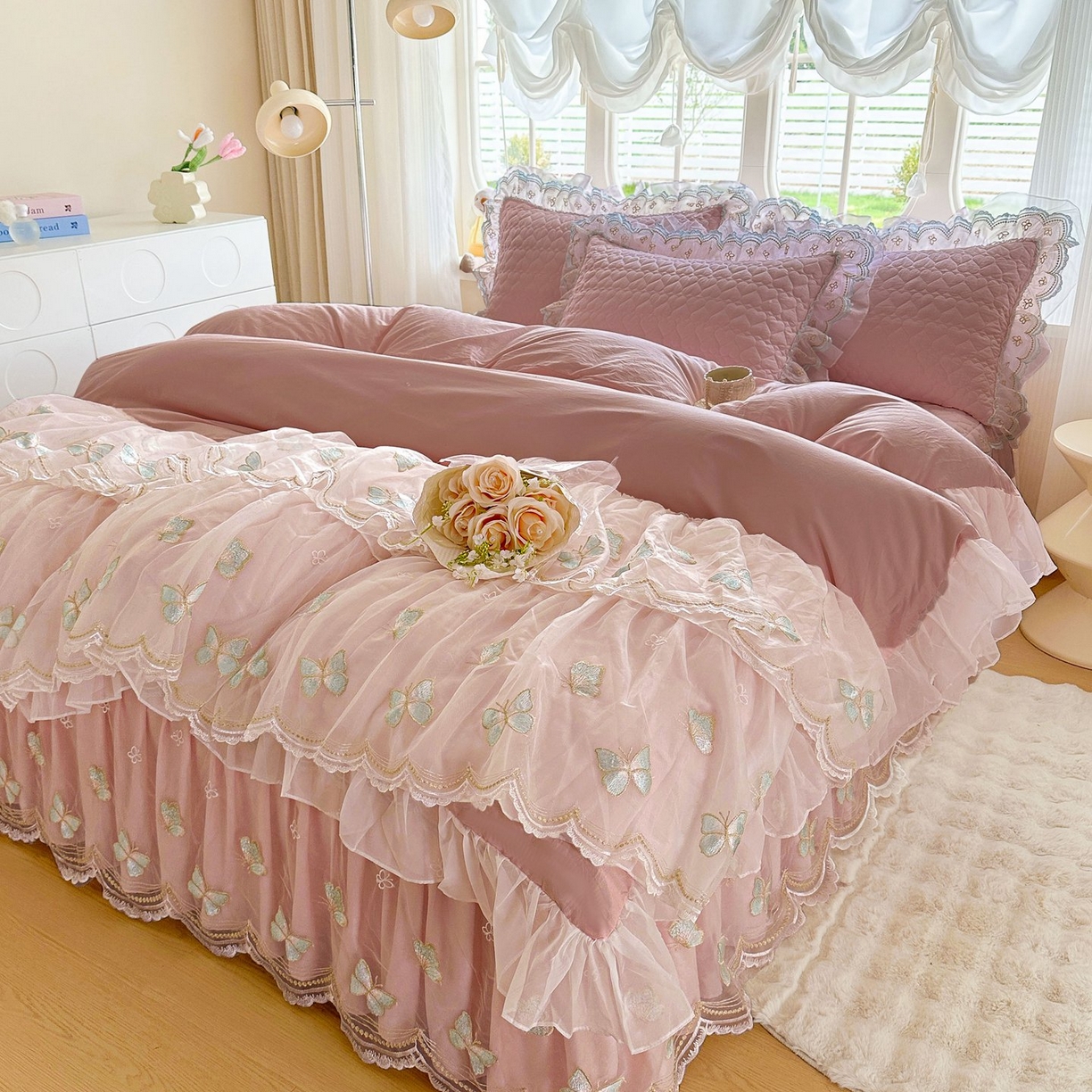 91家纺网 家纺一手货源 找家纺 （总）罗艺轩 2025新款全棉纯棉斜纹工艺床裙四件套（控价：1.5m298，1.8m303,1.8加大313，1.8x2.2m308，1.8x2.2m加大318，2.0m313,2.0m加大323）