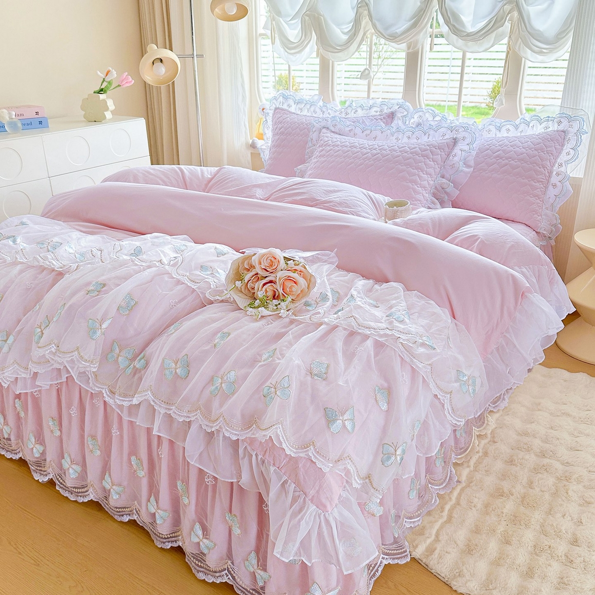 91家纺网 家纺一手货源 找家纺 （总）罗艺轩 2025新款全棉纯棉斜纹工艺床裙四件套（控价：1.5m298，1.8m303,1.8加大313，1.8x2.2m308，1.8x2.2m加大318，2.0m313,2.0m加大323）