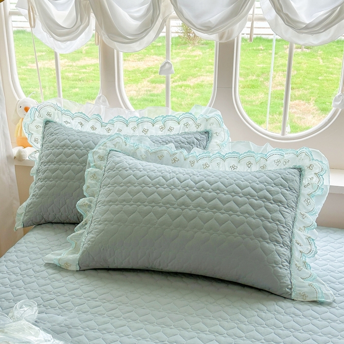 91家纺网 家纺一手货源 找家纺 罗艺轩 2025新款全棉纯棉斜纹花边单床裙床裙单件单品床裙 蓝蝴蝶-绿色