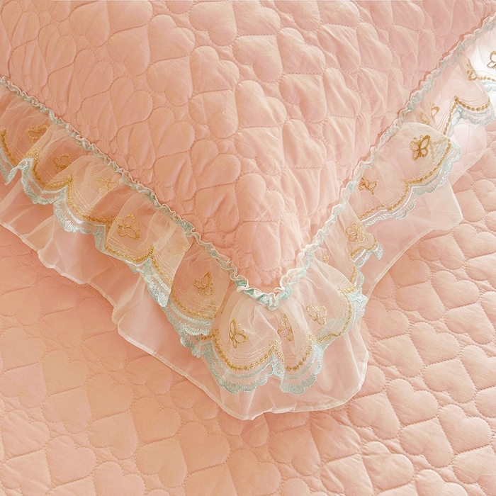 91家纺网 家纺一手货源 找家纺 罗艺轩 2025新款全棉纯棉斜纹花边单床裙床裙单件单品床裙 蓝蝴蝶-玉色