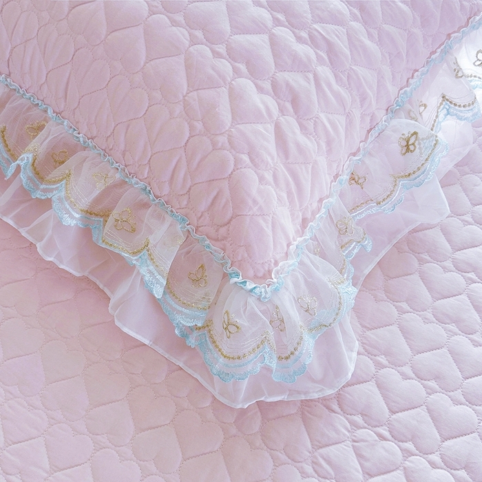 91家纺网 家纺一手货源 找家纺 罗艺轩 2025新款全棉纯棉斜纹花边单床裙床裙单件单品床裙 蓝蝴蝶-紫色