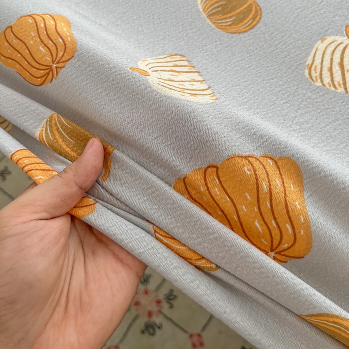 91家纺网 家纺一手货源 找家纺 2025新款母婴级ins小清新双层纱印花床笠床垫保护罩枕套三件套 南瓜堡