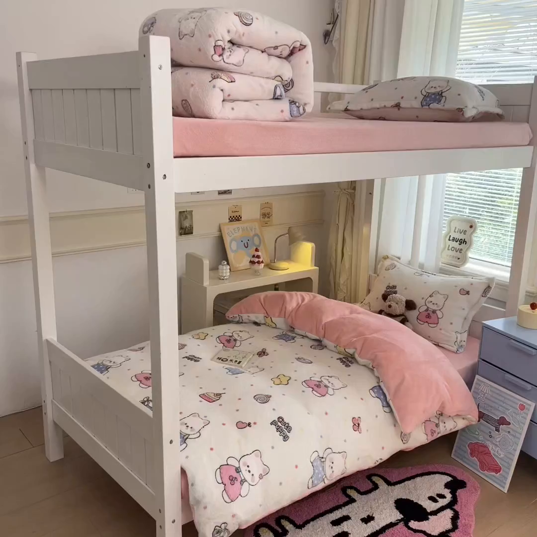 91家纺网 家纺一手货源 找家纺 川悦生活 2025新款雪花绒宿舍床笠款三件套 派对西高地