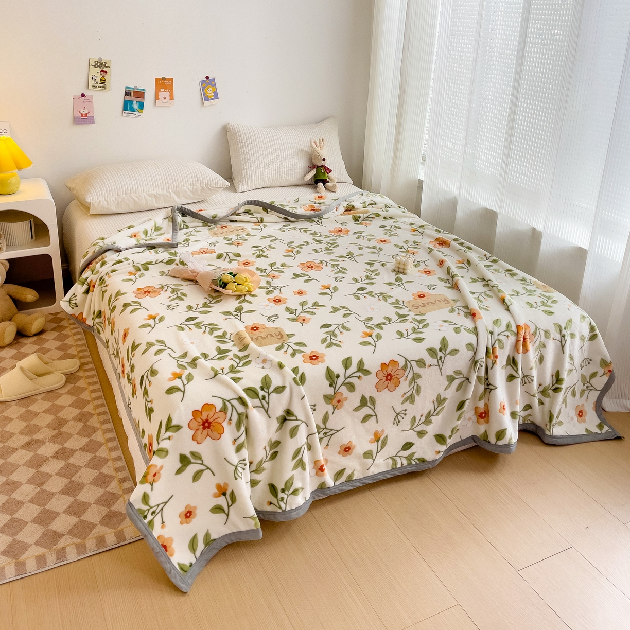 91家纺网 家纺一手货源 找家纺 启发毛毯 2025新款高克重双面牛奶绒盖毯 春晓