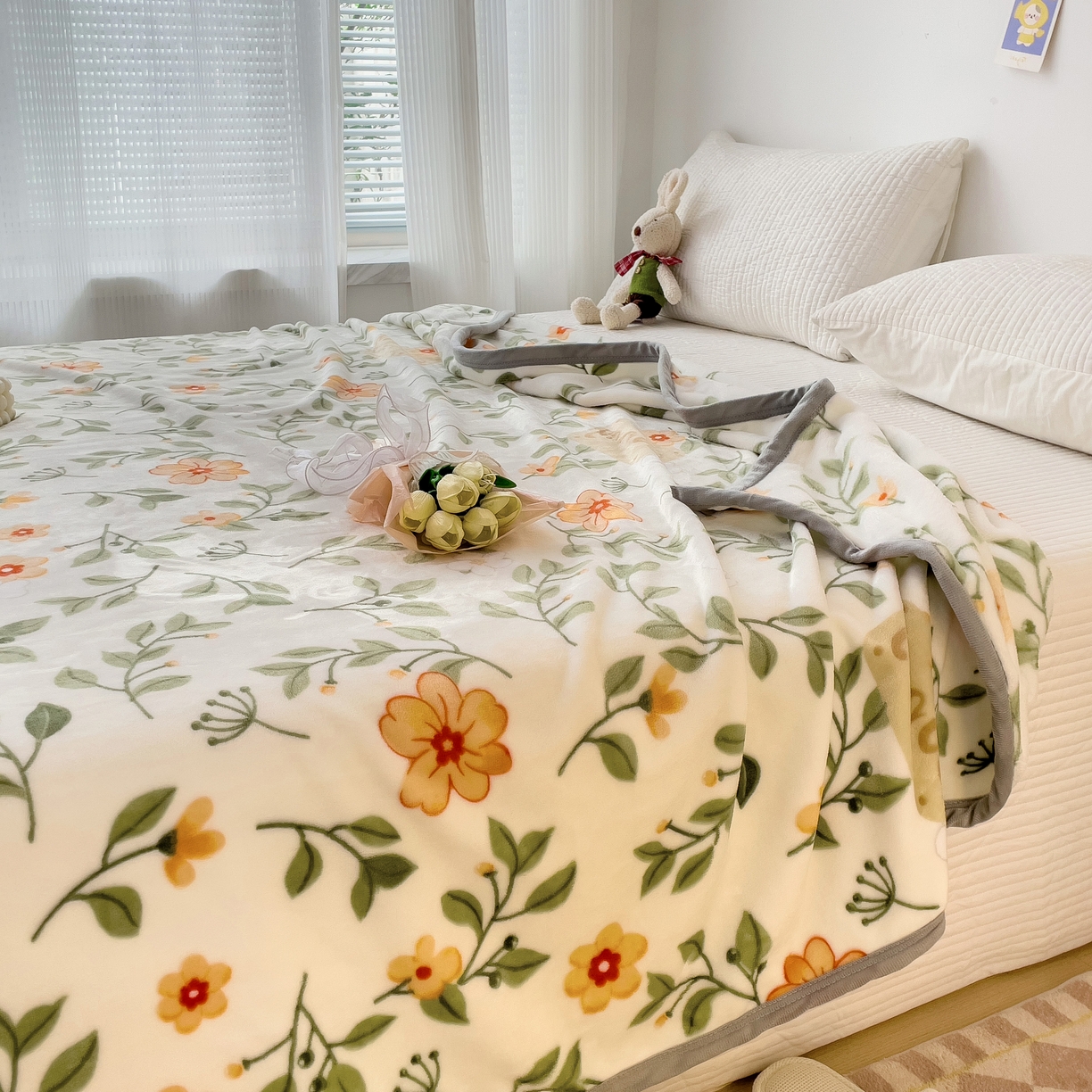 91家纺网 家纺一手货源 找家纺 启发毛毯 2025新款高克重双面牛奶绒盖毯 春晓