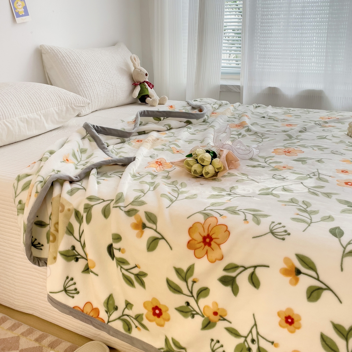 91家纺网 家纺一手货源 找家纺 启发毛毯 2025新款高克重双面牛奶绒盖毯 春晓