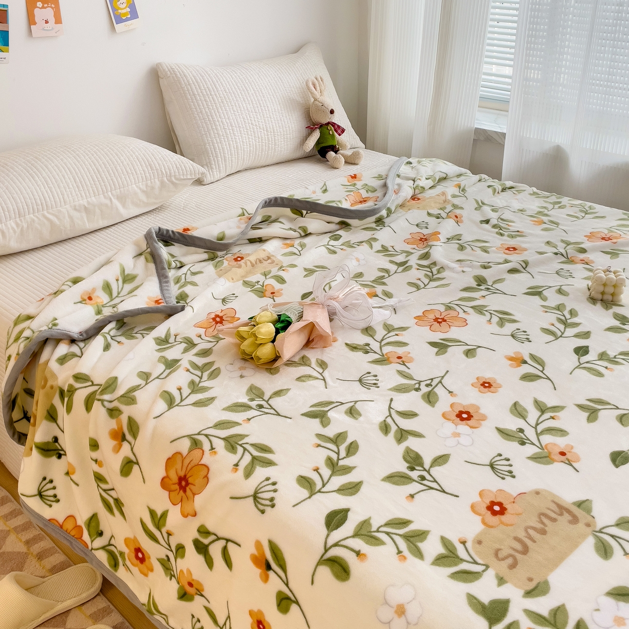 91家纺网 家纺一手货源 找家纺 启发毛毯 2025新款高克重双面牛奶绒盖毯 春晓