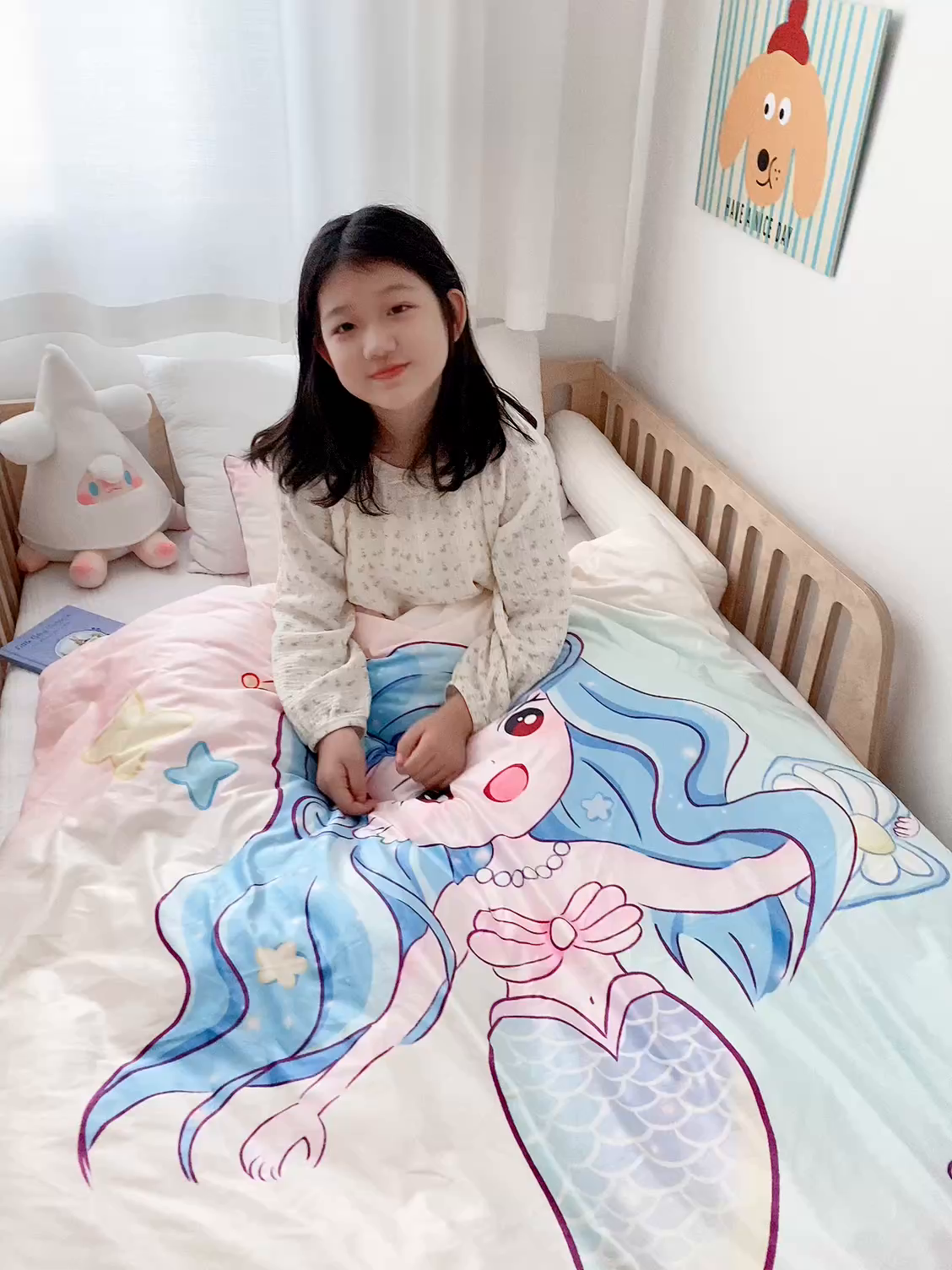 91家纺网 家纺一手货源 找家纺 萌宝家纺 2025新款幼儿园大版豆豆绒三件套婴儿绒六件套 人鱼公主