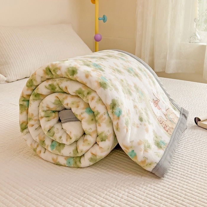 91家纺网 家纺一手货源 找家纺 启发毛毯 2025新款高克重双面牛奶绒盖毯 花丛