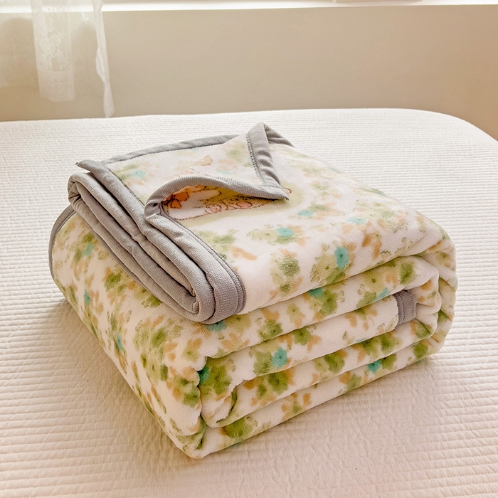 91家纺网 家纺一手货源 找家纺 启发毛毯 2025新款高克重双面牛奶绒盖毯 花丛