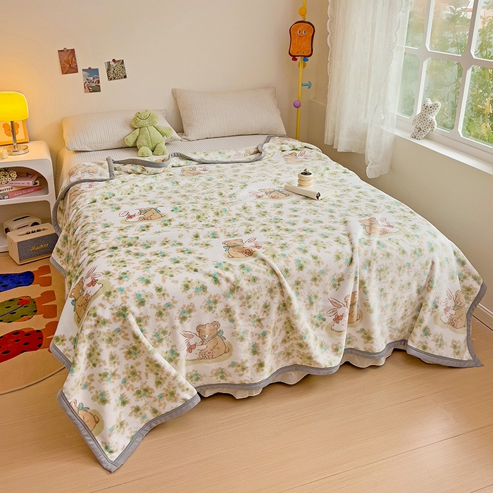 91家纺网 家纺一手货源 找家纺 启发毛毯 2025新款高克重双面牛奶绒盖毯 花丛