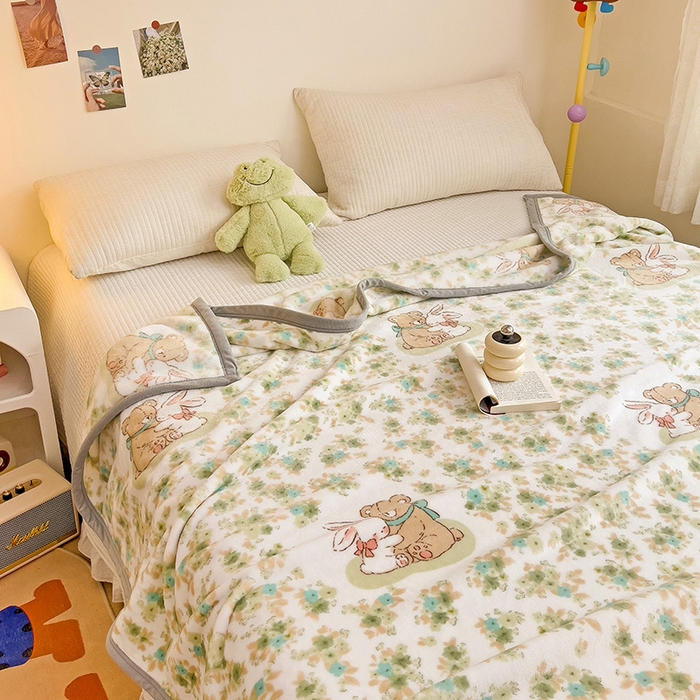 91家纺网 家纺一手货源 找家纺 启发毛毯 2025新款高克重双面牛奶绒盖毯 花丛