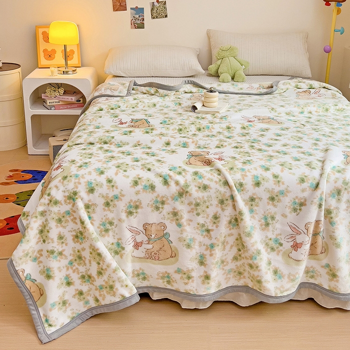 91家纺网 家纺一手货源 找家纺 启发毛毯 2025新款高克重双面牛奶绒盖毯 花丛