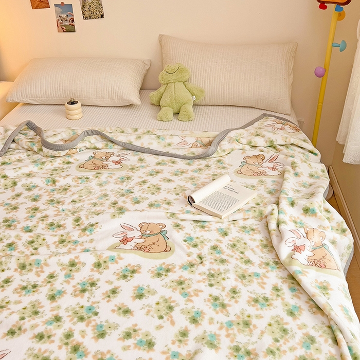 91家纺网 家纺一手货源 找家纺 启发毛毯 2025新款高克重双面牛奶绒盖毯 花丛