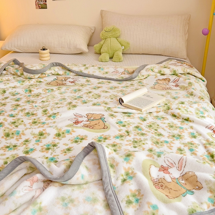 91家纺网 家纺一手货源 找家纺 启发毛毯 2025新款高克重双面牛奶绒盖毯 花丛