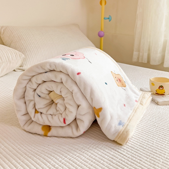 91家纺网 家纺一手货源 找家纺 启发毛毯 2025新款高克重双面牛奶绒盖毯 开心派对