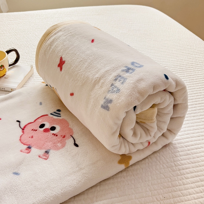 91家纺网 家纺一手货源 找家纺 启发毛毯 2025新款高克重双面牛奶绒盖毯 开心派对