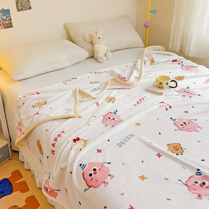 91家纺网 家纺一手货源 找家纺 启发毛毯 2025新款高克重双面牛奶绒盖毯 开心派对