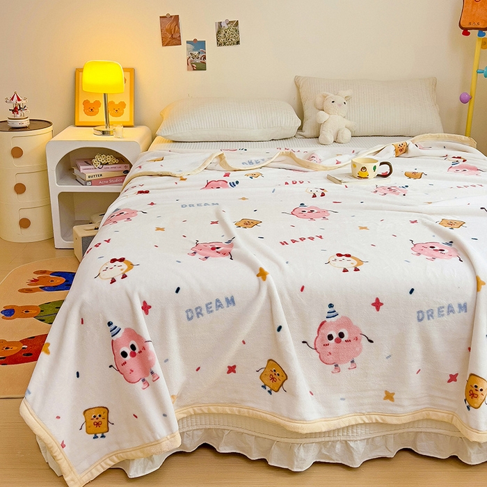 91家纺网 家纺一手货源 找家纺 启发毛毯 2025新款高克重双面牛奶绒盖毯 开心派对