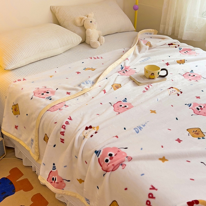 91家纺网 家纺一手货源 找家纺 启发毛毯 2025新款高克重双面牛奶绒盖毯 开心派对