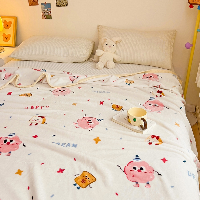 91家纺网 家纺一手货源 找家纺 启发毛毯 2025新款高克重双面牛奶绒盖毯 开心派对