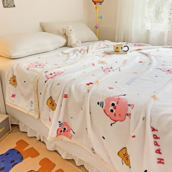 91家纺网 家纺一手货源 找家纺 启发毛毯 2025新款高克重双面牛奶绒盖毯 开心派对