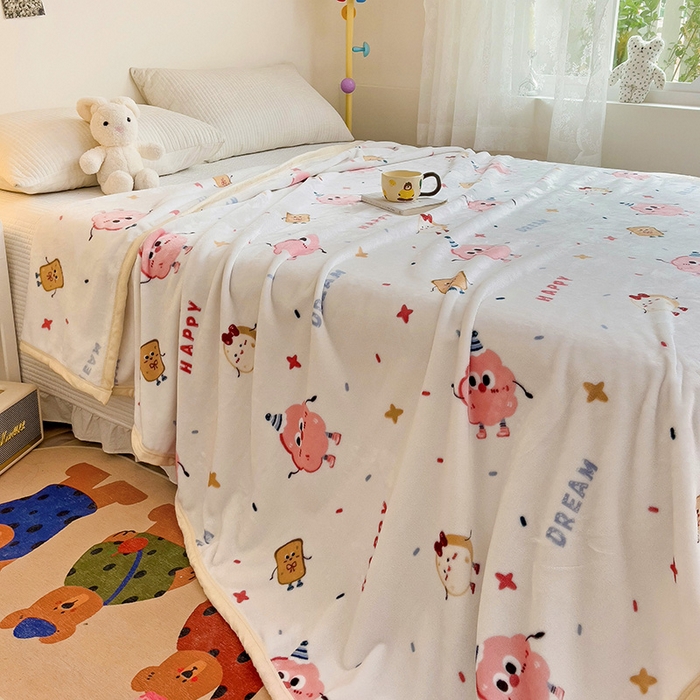 91家纺网 家纺一手货源 找家纺 启发毛毯 2025新款高克重双面牛奶绒盖毯 开心派对