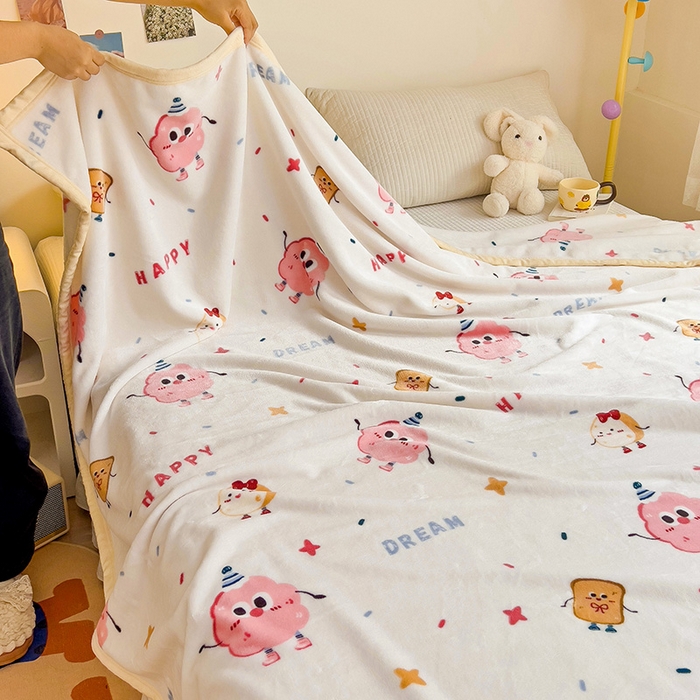 91家纺网 家纺一手货源 找家纺 启发毛毯 2025新款高克重双面牛奶绒盖毯 开心派对