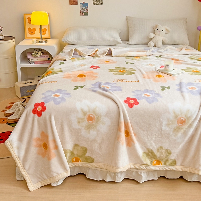 91家纺网 家纺一手货源 找家纺 启发毛毯 2025新款高克重双面牛奶绒盖毯 暖阳