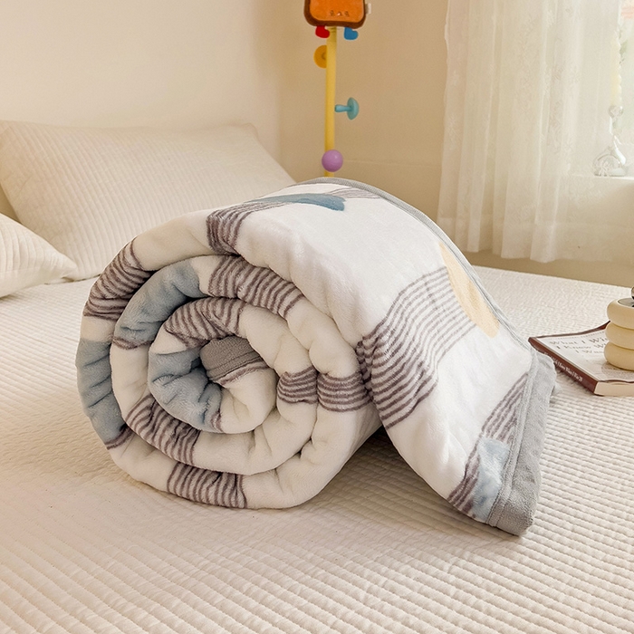 91家纺网 家纺一手货源 找家纺 启发毛毯 2025新款高克重双面牛奶绒盖毯 条块