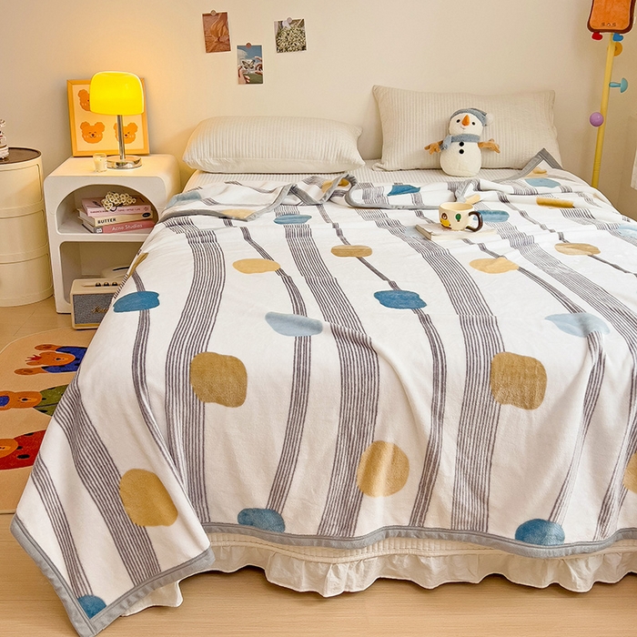 91家纺网 家纺一手货源 找家纺 启发毛毯 2025新款高克重双面牛奶绒盖毯 条块