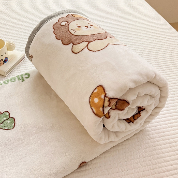 91家纺网 家纺一手货源 找家纺 启发毛毯 2025新款高克重双面牛奶绒盖毯 小狮子