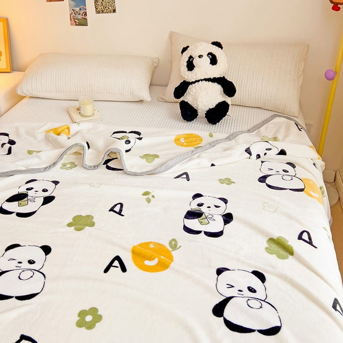 91家纺网 家纺一手货源 找家纺 启发毛毯 2025新款高克重双面牛奶绒盖毯 小熊猫